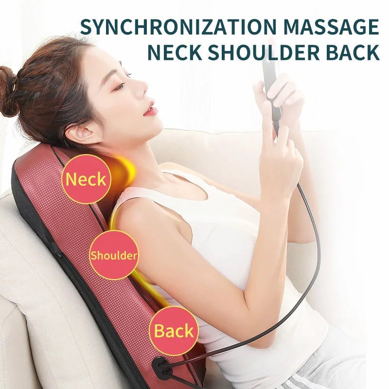 Coussin de massage Shiatsu chauffant – 6 têtes et télécommande