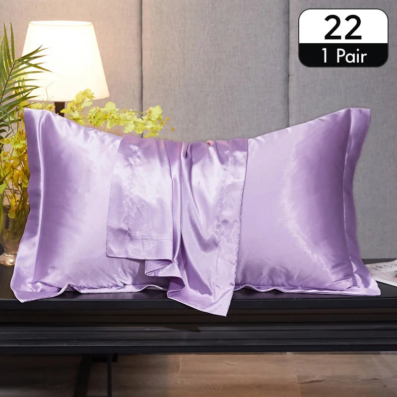 Lot de 2 taies d’oreiller en satin – Toucher soyeux