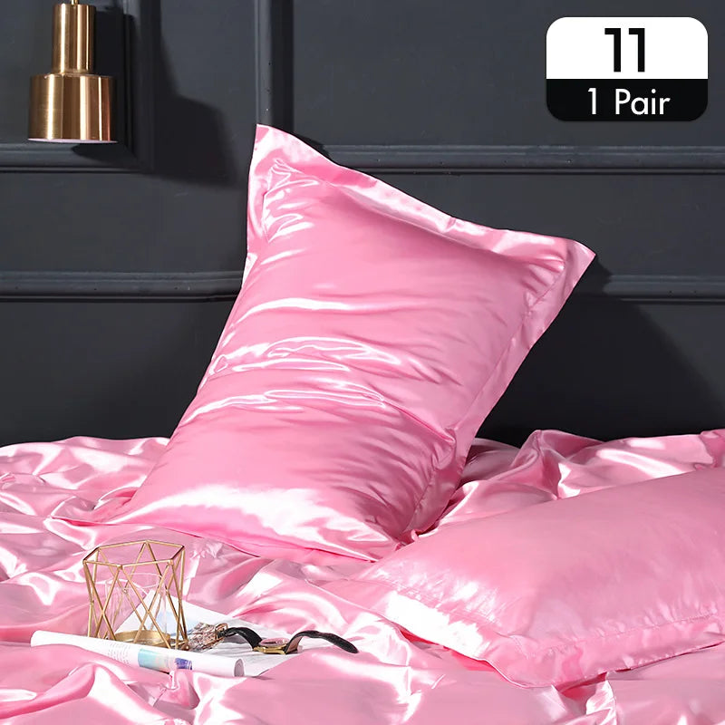 Lot de 2 taies d’oreiller en satin – Toucher soyeux