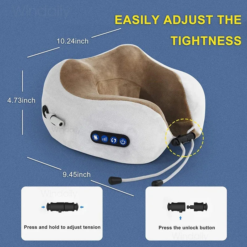 Coussin masseur de nuque sans fil rechargeable USB – 3 niveaux d’intensité