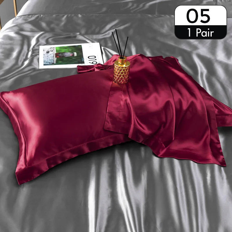 Lot de 2 taies d’oreiller en satin – Toucher soyeux