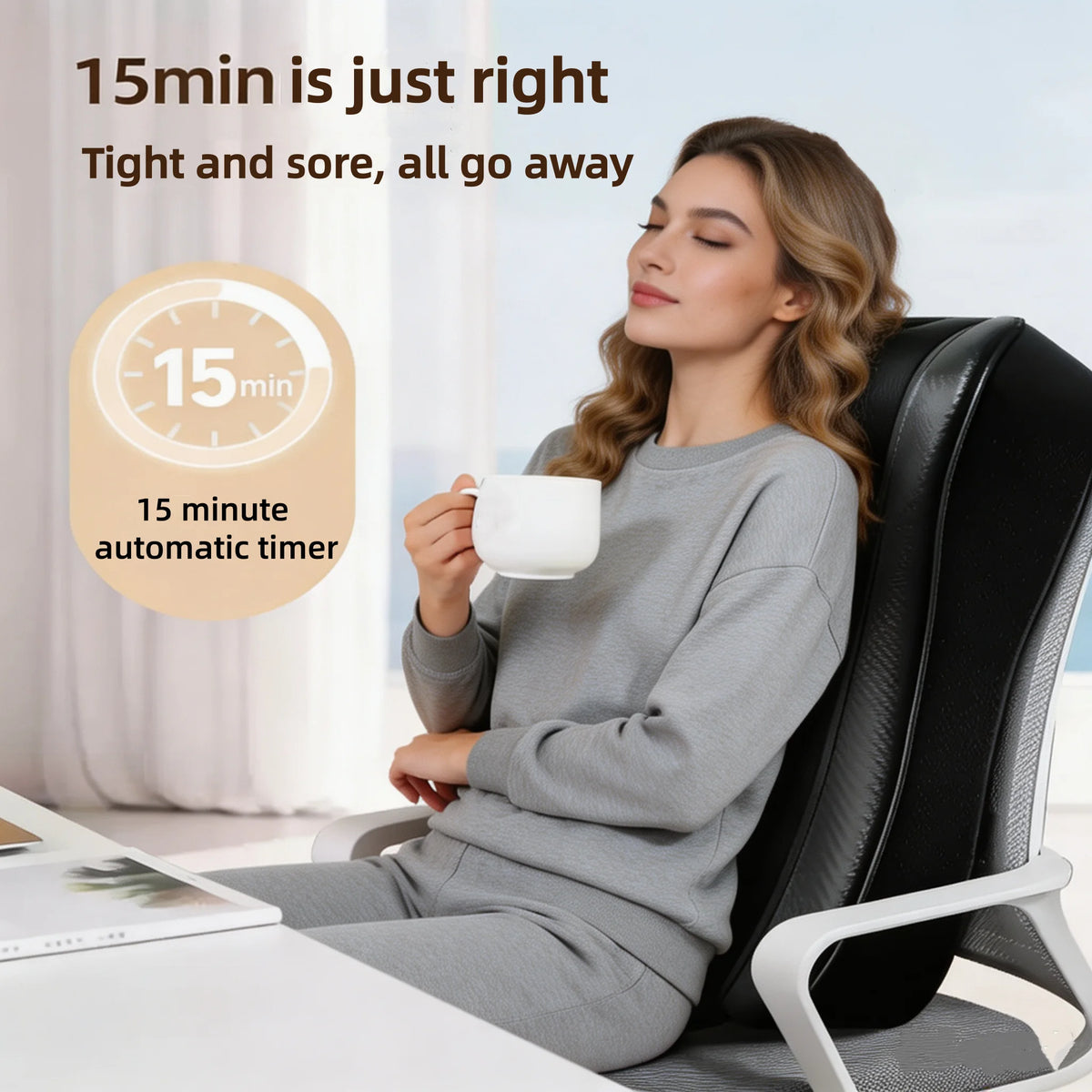 Coussin de massage Shiatsu chauffant – 6 têtes et télécommande