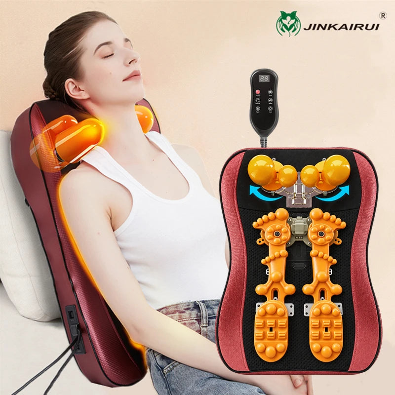 Coussin de massage Shiatsu chauffant – 6 têtes et télécommande