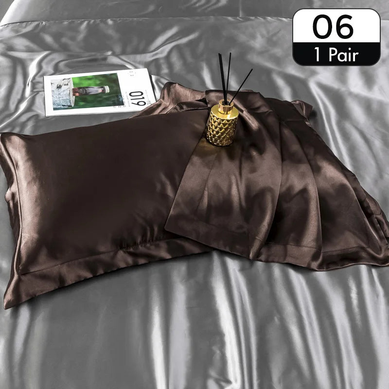 Lot de 2 taies d’oreiller en satin – Toucher soyeux