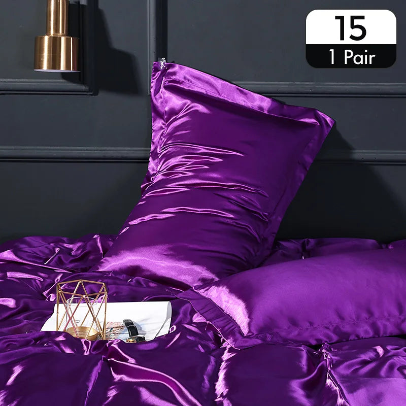 Lot de 2 taies d’oreiller en satin – Toucher soyeux