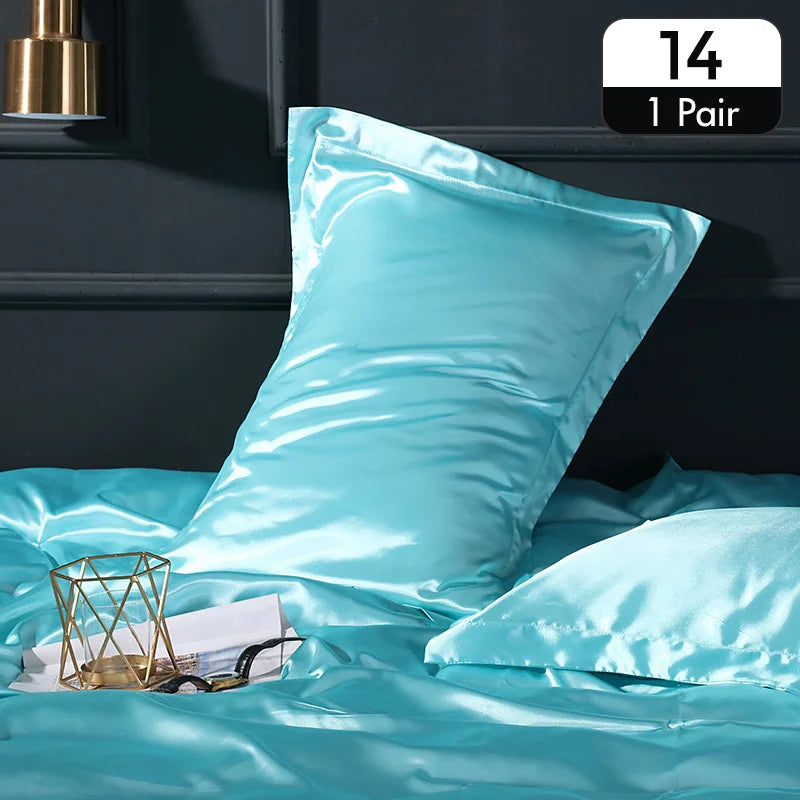 Lot de 2 taies d’oreiller en satin – Toucher soyeux
