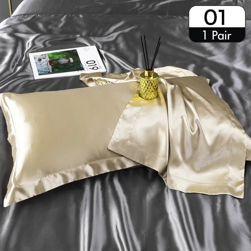 Lot de 2 taies d’oreiller en satin – Toucher soyeux