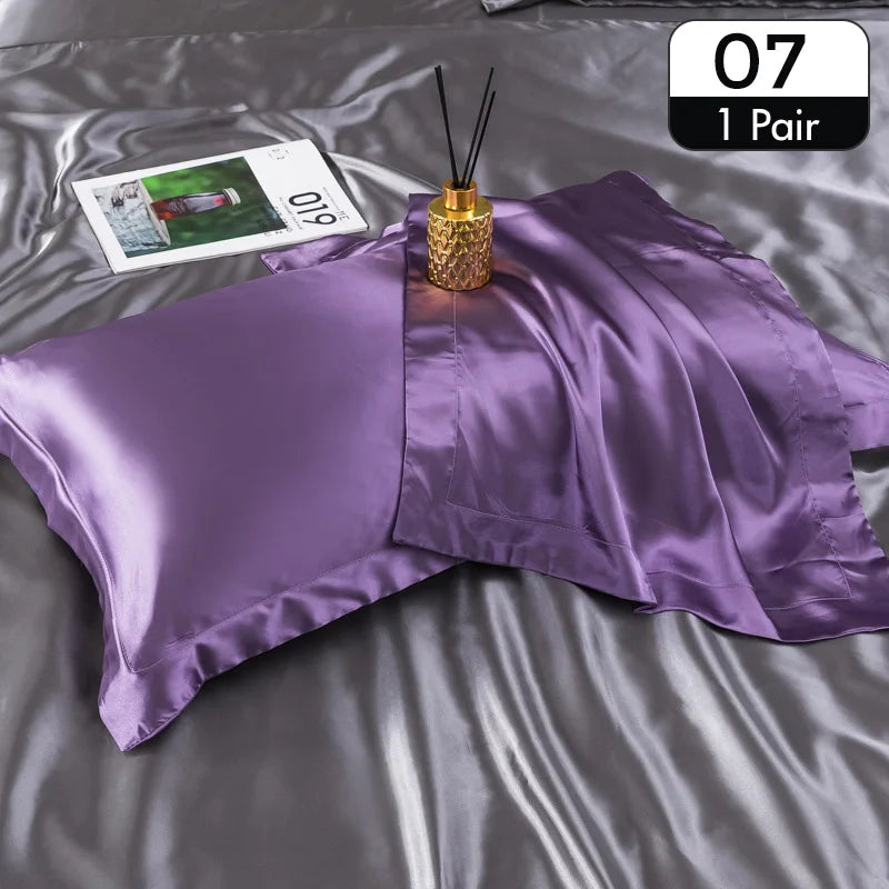 Lot de 2 taies d’oreiller en satin – Toucher soyeux