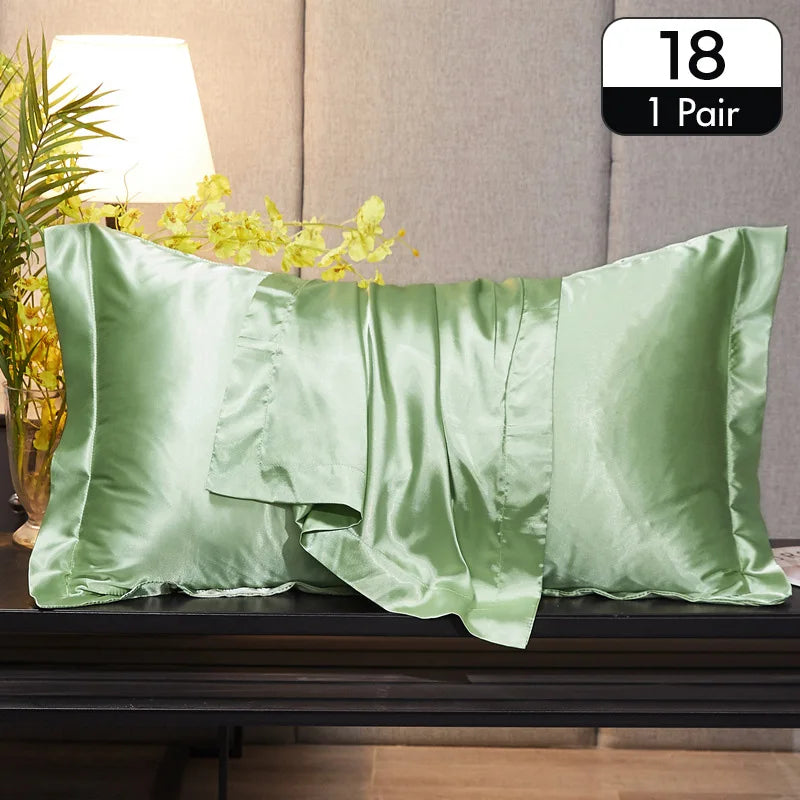 Lot de 2 taies d’oreiller en satin – Toucher soyeux