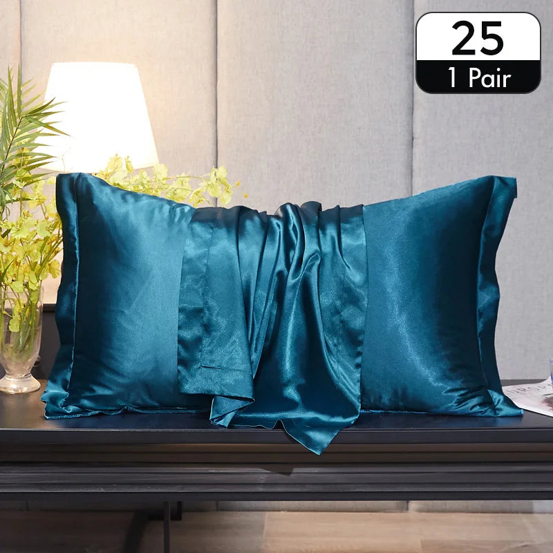 Lot de 2 taies d’oreiller en satin – Toucher soyeux
