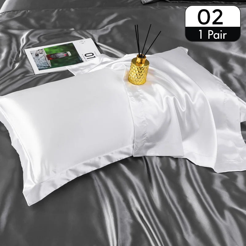 Lot de 2 taies d’oreiller en satin – Toucher soyeux