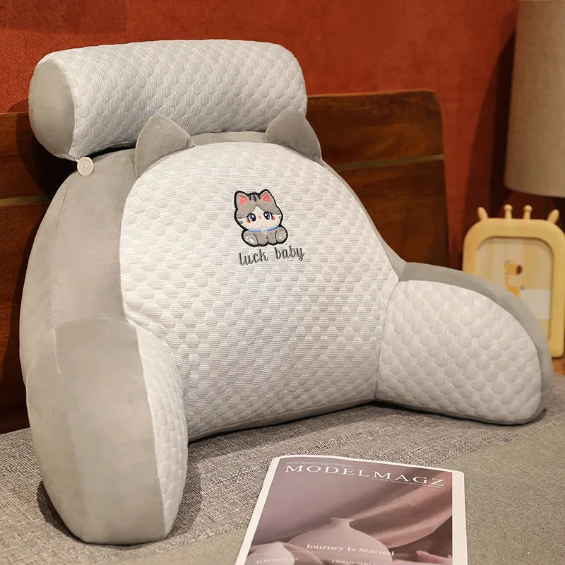 1pc Ergonomic Reading Pillow with Adjustable Back Support,Soft Lumbar Support for Bed, Sofa, Chair,Breathable Polyester Fabric
