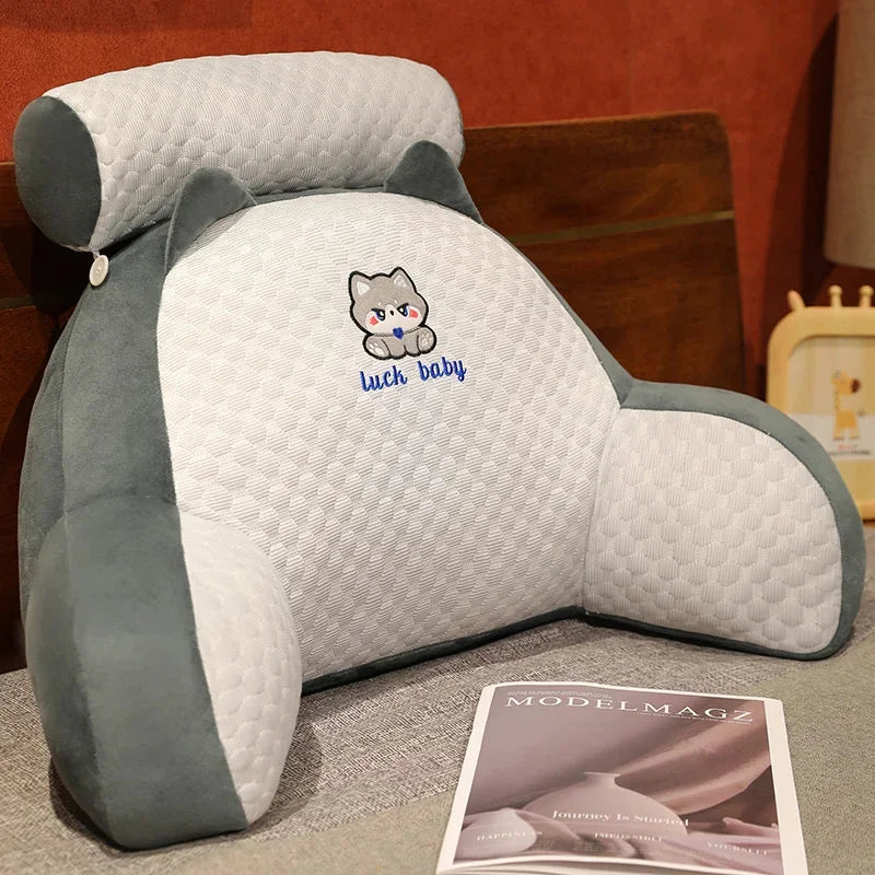 1pc Ergonomic Reading Pillow with Adjustable Back Support,Soft Lumbar Support for Bed, Sofa, Chair,Breathable Polyester Fabric