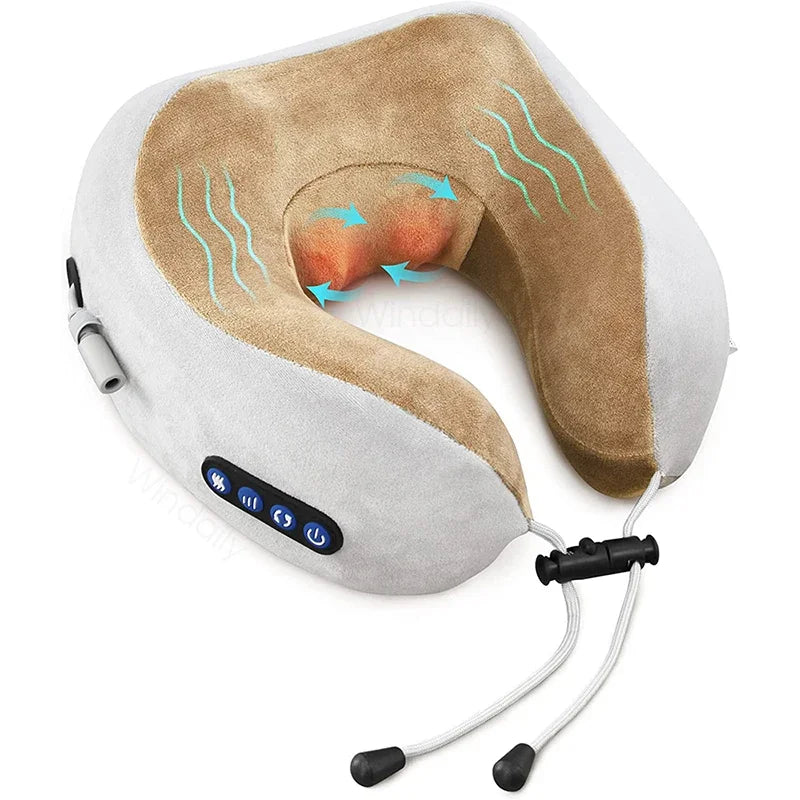 Coussin masseur de nuque sans fil rechargeable USB – 3 niveaux d’intensité