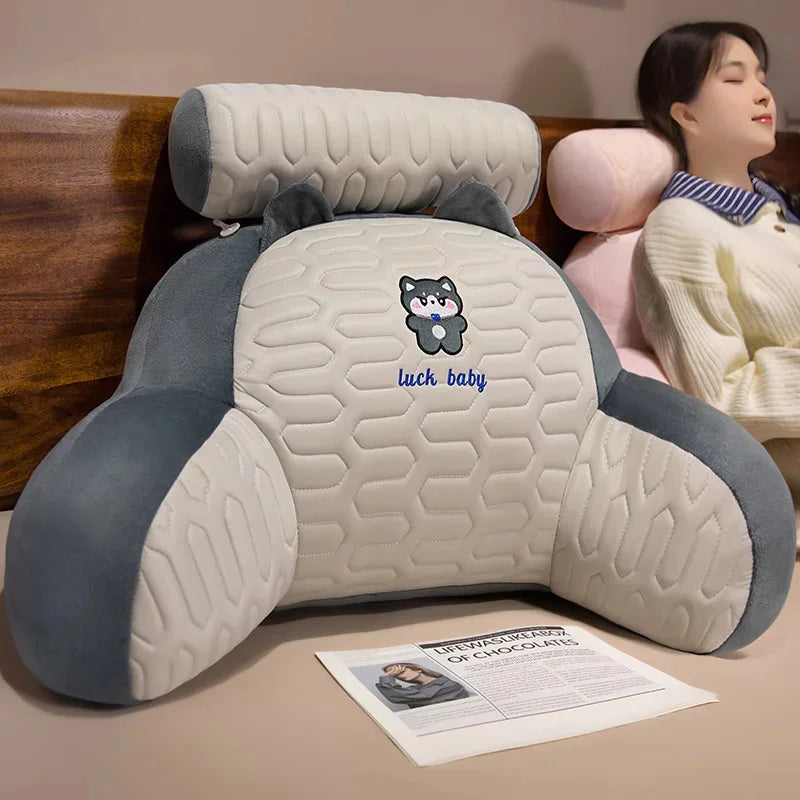 1pc Ergonomic Reading Pillow with Adjustable Back Support,Soft Lumbar Support for Bed, Sofa, Chair,Breathable Polyester Fabric