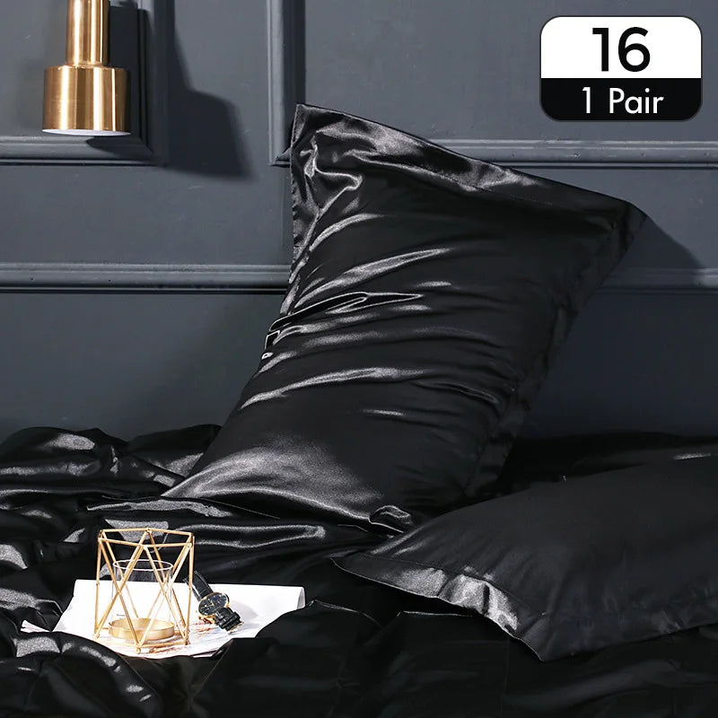 Lot de 2 taies d’oreiller en satin – Toucher soyeux