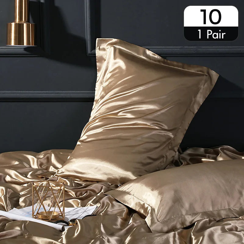 Lot de 2 taies d’oreiller en satin – Toucher soyeux