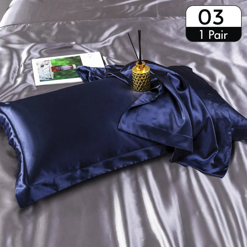 Lot de 2 taies d’oreiller en satin – Toucher soyeux