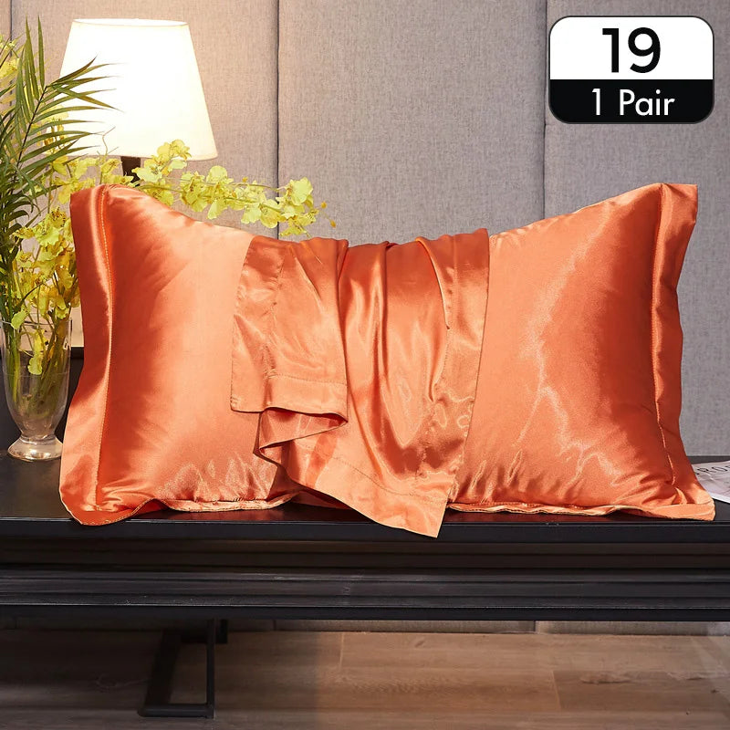 Lot de 2 taies d’oreiller en satin – Toucher soyeux