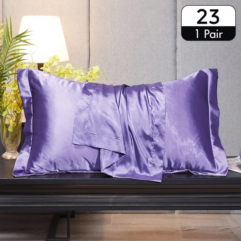 Lot de 2 taies d’oreiller en satin – Toucher soyeux