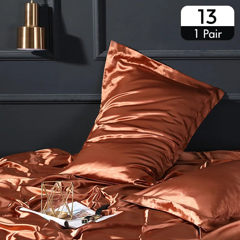 Lot de 2 taies d’oreiller en satin – Toucher soyeux