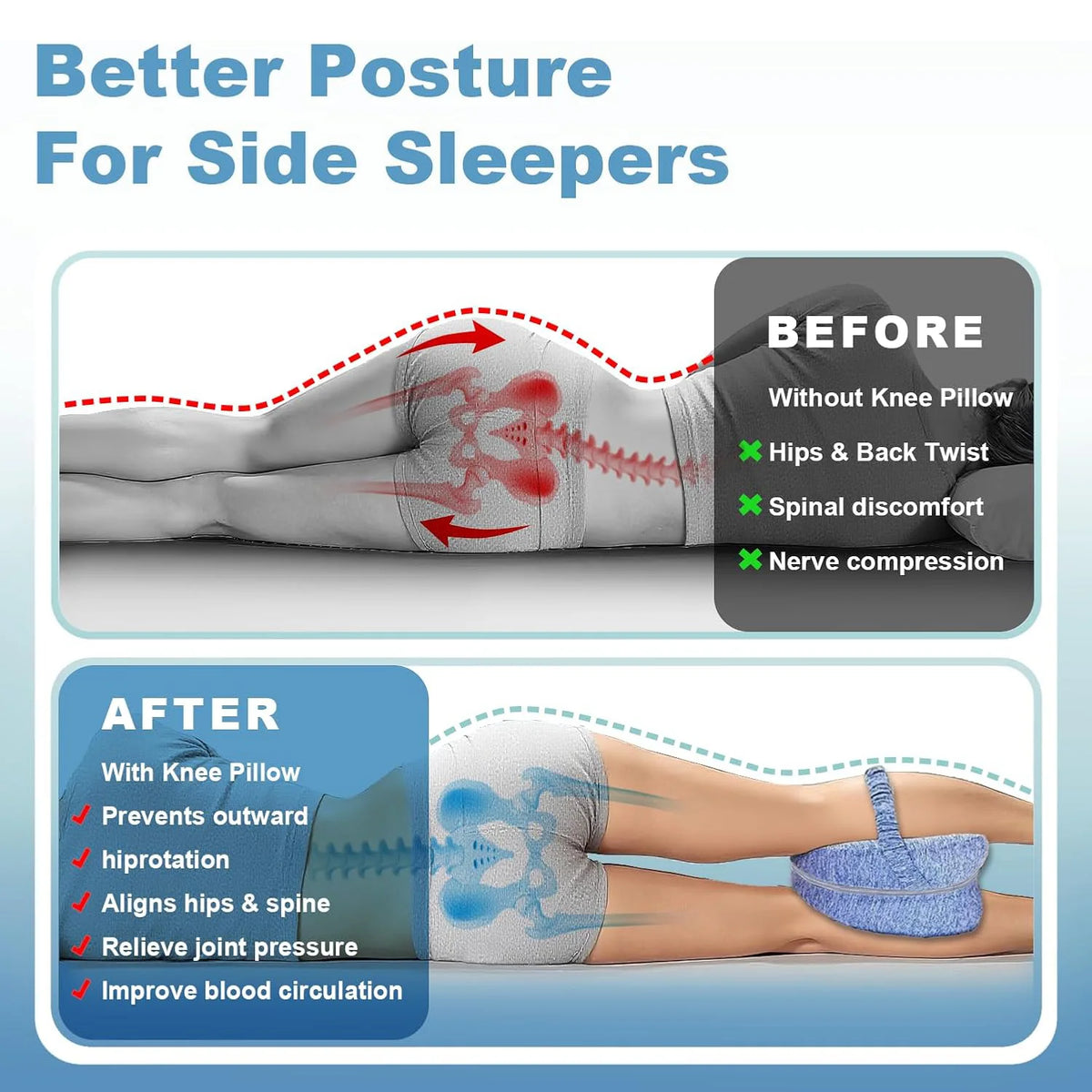 Coussin de jambes à mémoire de forme avec sangle
