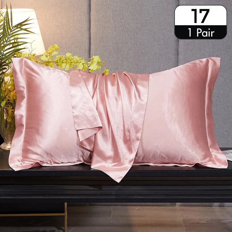 Lot de 2 taies d’oreiller en satin – Toucher soyeux
