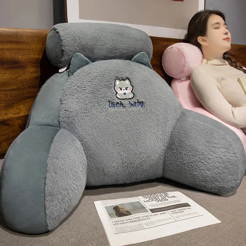 1pc Ergonomic Reading Pillow with Adjustable Back Support,Soft Lumbar Support for Bed, Sofa, Chair,Breathable Polyester Fabric