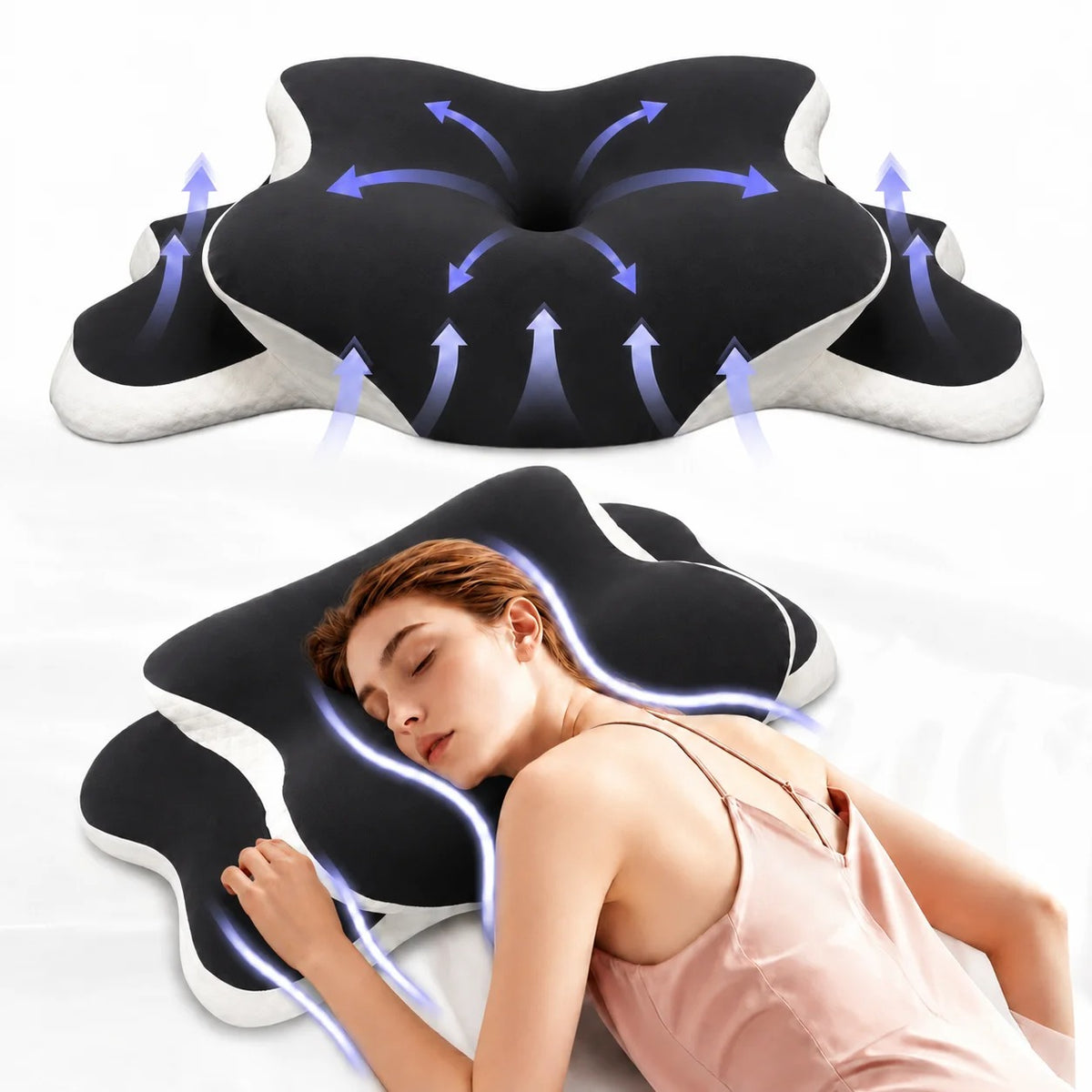 Oreiller ergonomique en C à mémoire de forme – Hauteur réglable
